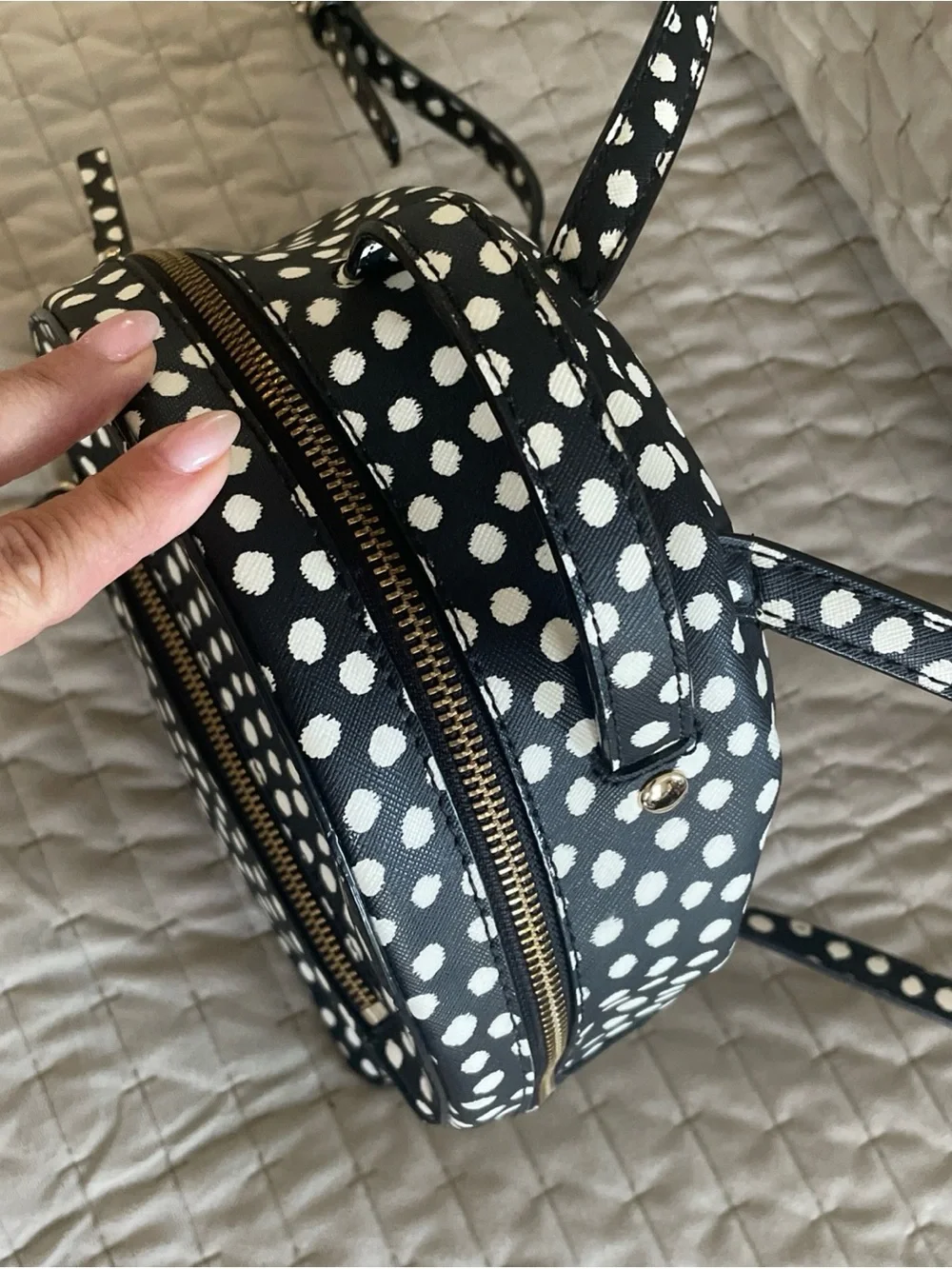 kate spade Black and White Polka Dot Mini Backpack